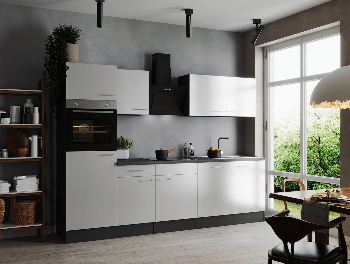 Küchenblock Oliver Grau, Weiß B: 280 cm - Weiß/Grau, Design, Holzwerkstoff (280cm) - Respekta