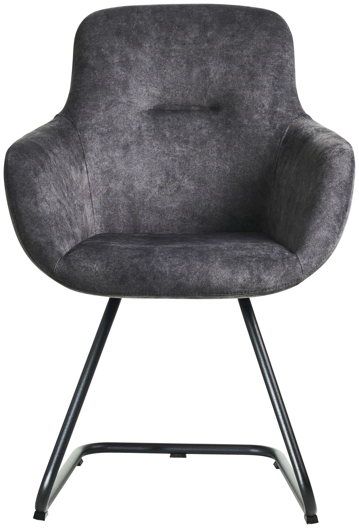 STOLIČKA S PODRÚČKAMI SWING-CHA - čierna/tmavosivá, Basics, kov/textil (62/89/61cm) - Celina Home