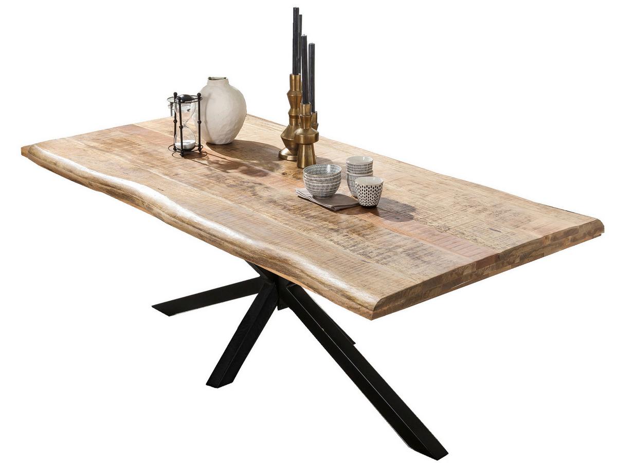 ESSTISCH Schwarz/Naturfarben L: 160cm - Schwarz/Naturfarben, MODERN, Holz/Metall (160/90/77cm) - MID.YOU