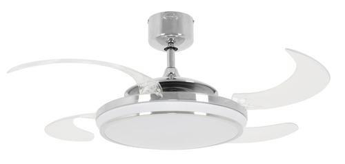 Deckenventilator Fanaway Chrom 4 Flügel, LED-Leuchte - Chromfarben/Transparent, Basics, Kunststoff/Metall (122/41cm) - P & B
