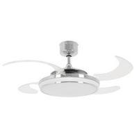 Deckenventilator Fanaway Chrom 4 Flügel, Led-Leuchte - Chromfarben/Transparent, Basics, Kunststoff/Metall (122/41cm) - P & B