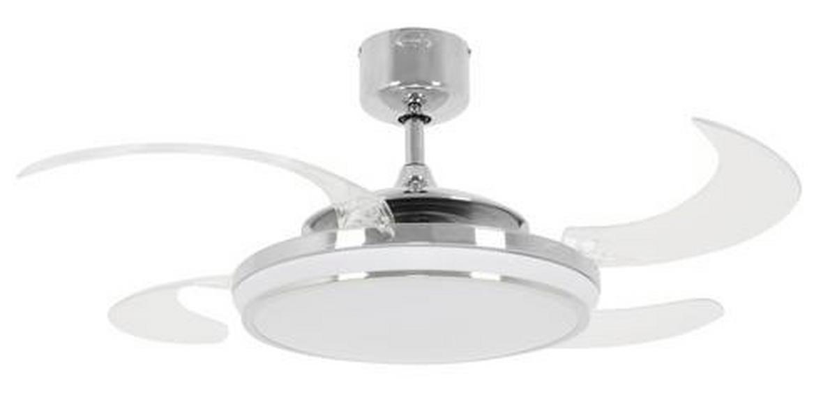 Deckenventilator Fanaway Chrom 4 Flügel, Led-Leuchte - Chromfarben/Transparent, Basics, Kunststoff/Metall (122/41cm) - P & B