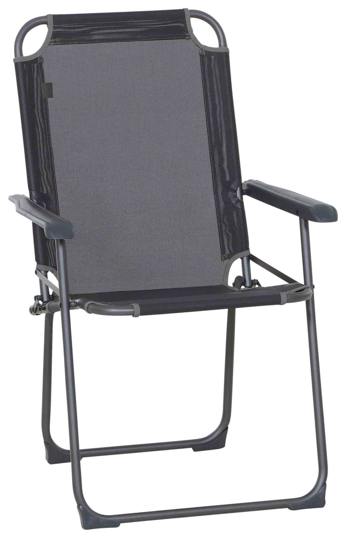 Campingstuhl Klappbar Mit Armlehnen Comfort - Anthrazit, KONVENTIONELL, Textil/Metall (58/95/70cm) - Siena Garden