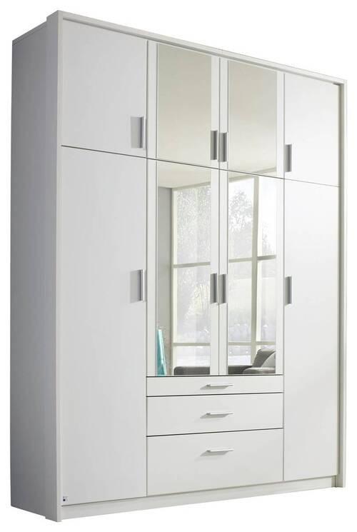 Drehtürenschrank Mit Spiegel 185 cm Weiß Hildesheim - Klar/Weiß, Design, Glas/Holzwerkstoff (185/231/56cm) - Rauch Möbel