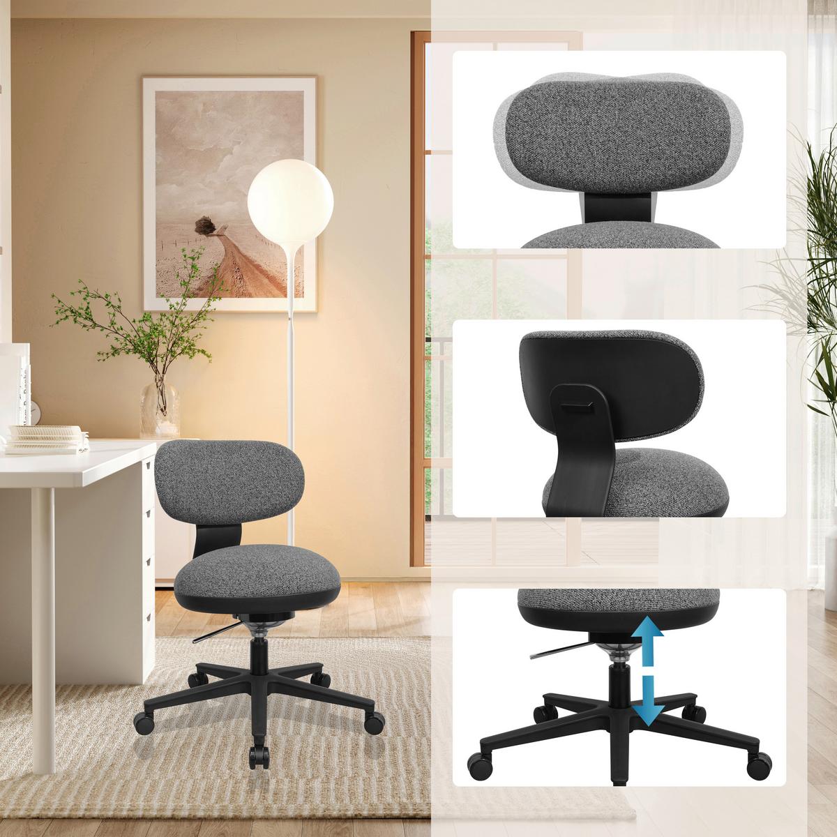DREHSTUHL Sitmotion Grau B: 48cm - Schwarz/Grau, MODERN, Kunststoff/Textil (48/85/55cm) - MID.YOU