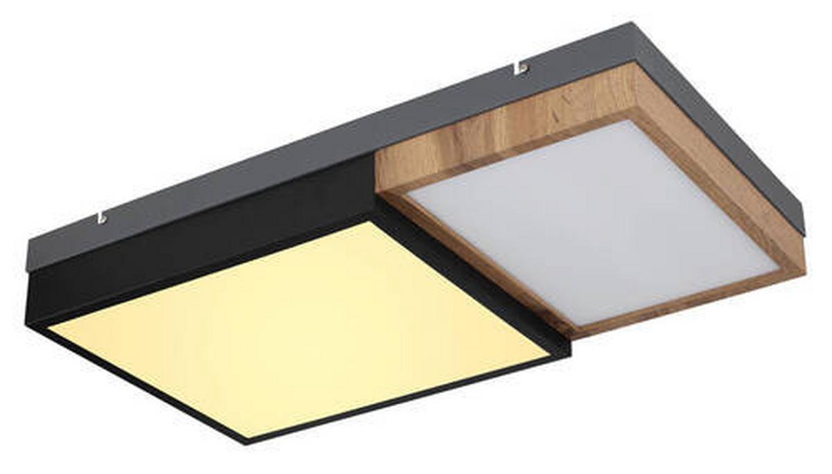 Led Mennyezeti Lámpa 67286-30 - fekete/opál, Natur, műanyag/faalapú anyag (65/35/9cm) - Globo