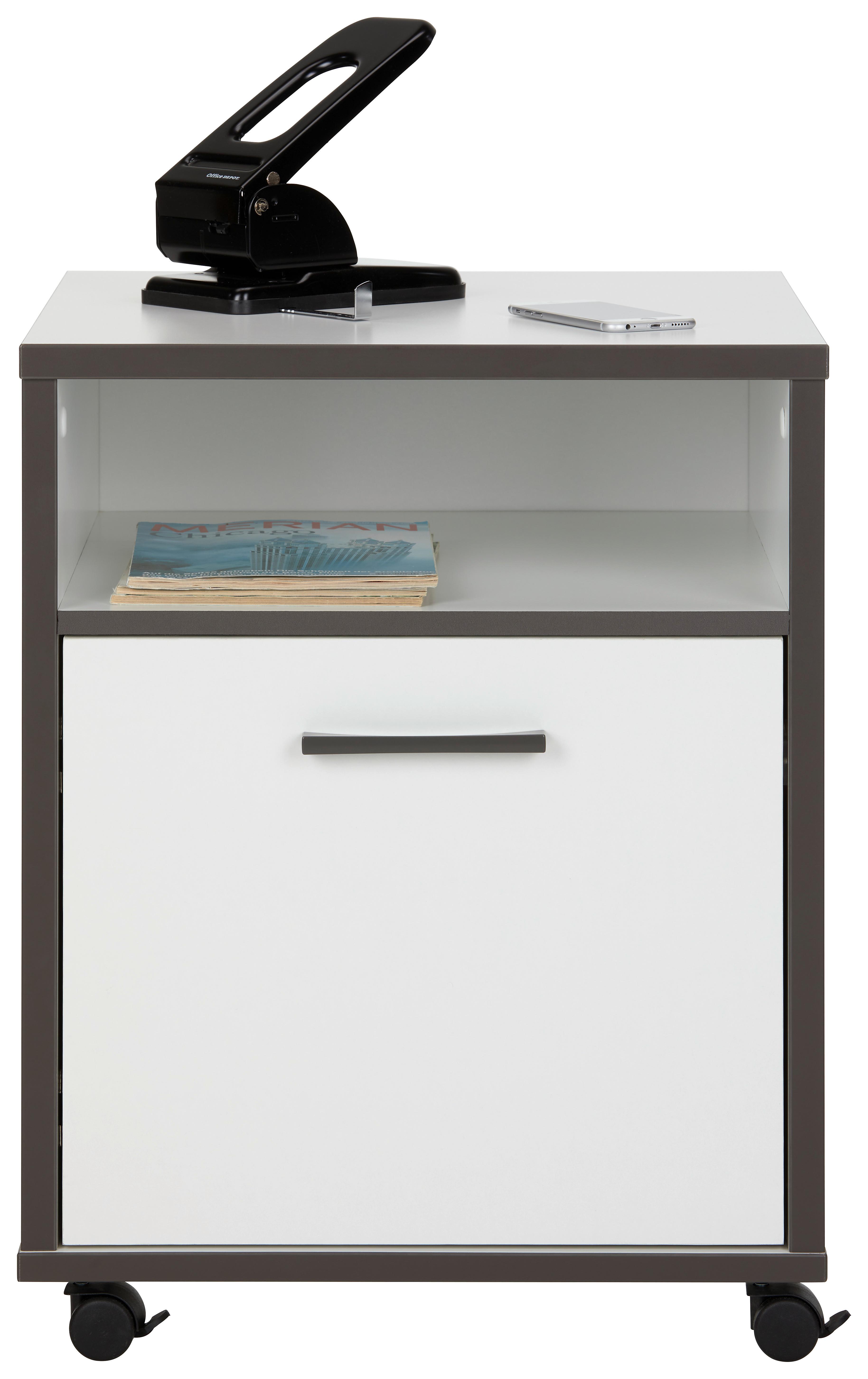 POJÍZDNÝ KONTEJNER KEFLAVIK -EXKLUSIV- - šedá/bílá, Moderní, kov/kompozitní dřevo (49,8/64,6/52,2cm) - Mömax