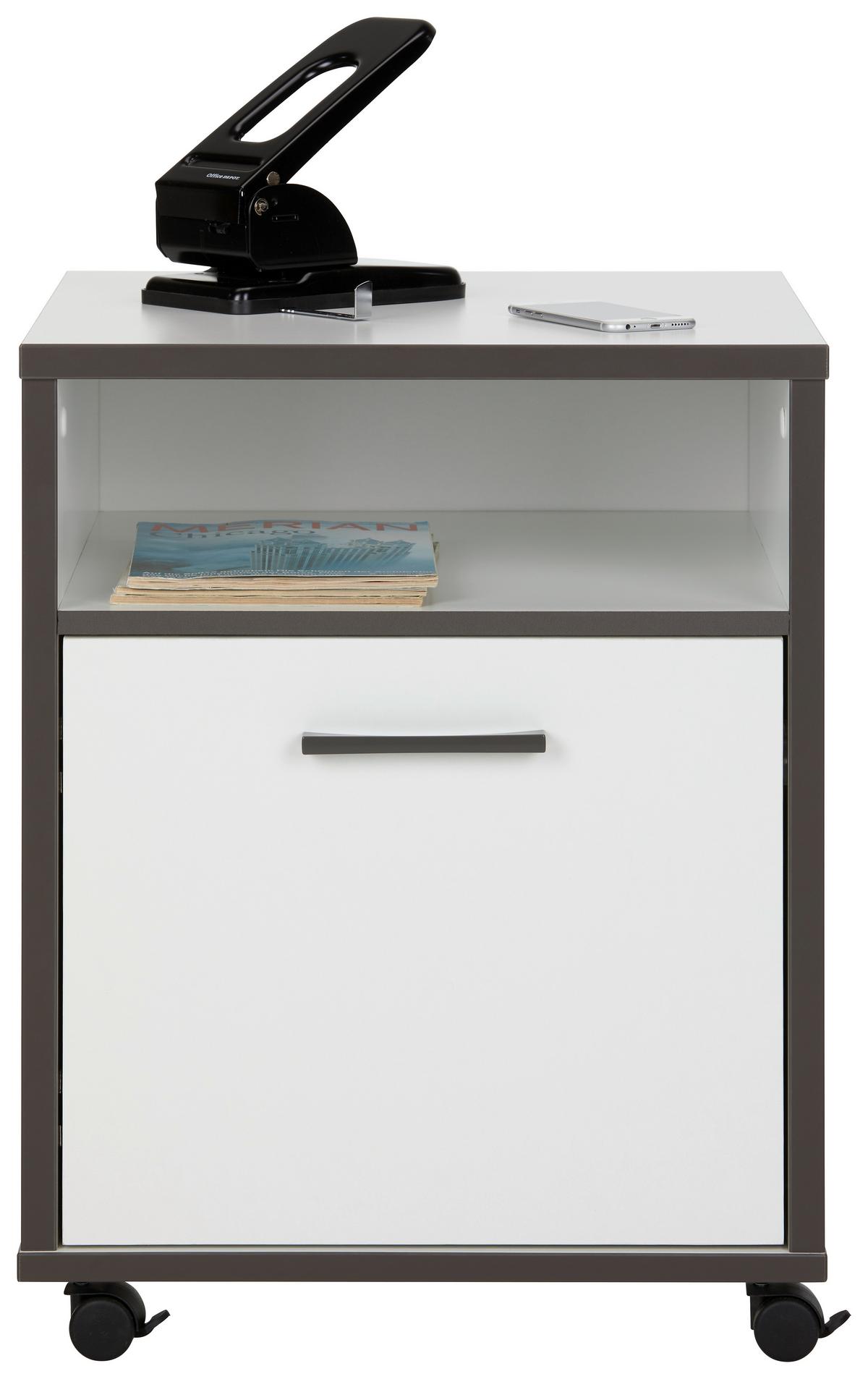 POJÍZDNÝ KONTEJNER KEFLAVIK -EXKLUSIV- - šedá/bílá, Moderní, kov/kompozitní dřevo (49,8/64,6/52,2cm) - Mömax