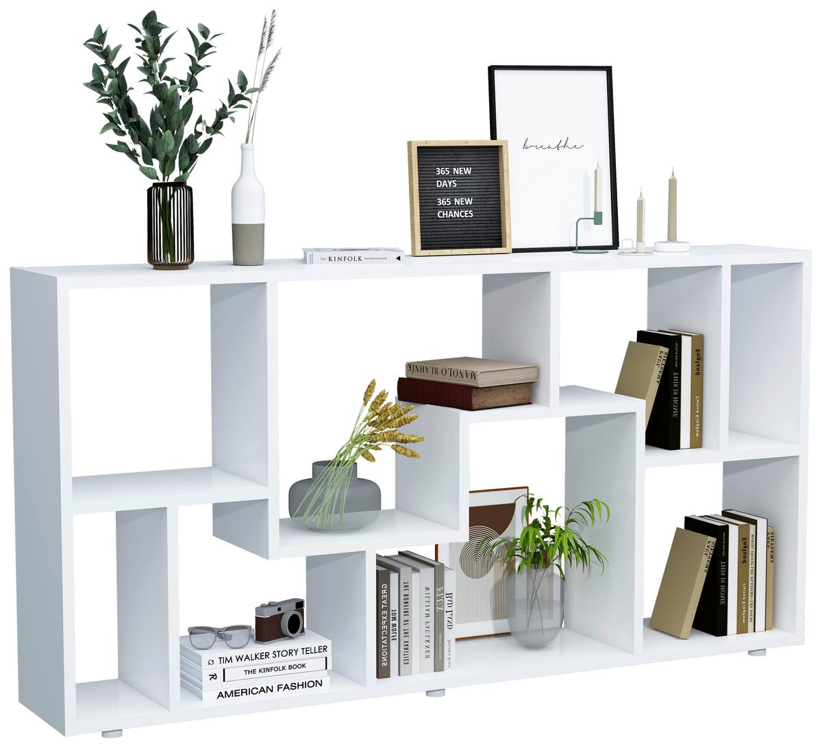 Regal Lanisa Weiß B: 116 Cm - Silberfarben/Weiß, Design, Holzwerkstoff (116/58/20cm) - MID.YOU