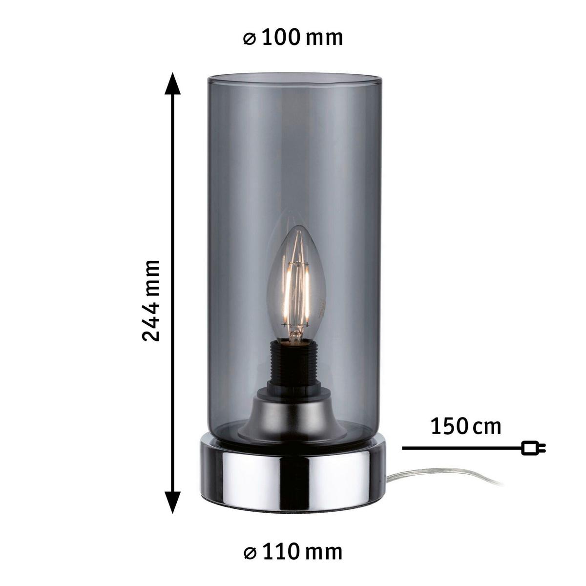 Tischlampe Grau/Chromfarben/ Transparent - Chromfarben/Transparent, Design, Glas/Metall (11/24,4cm) - Paulmann