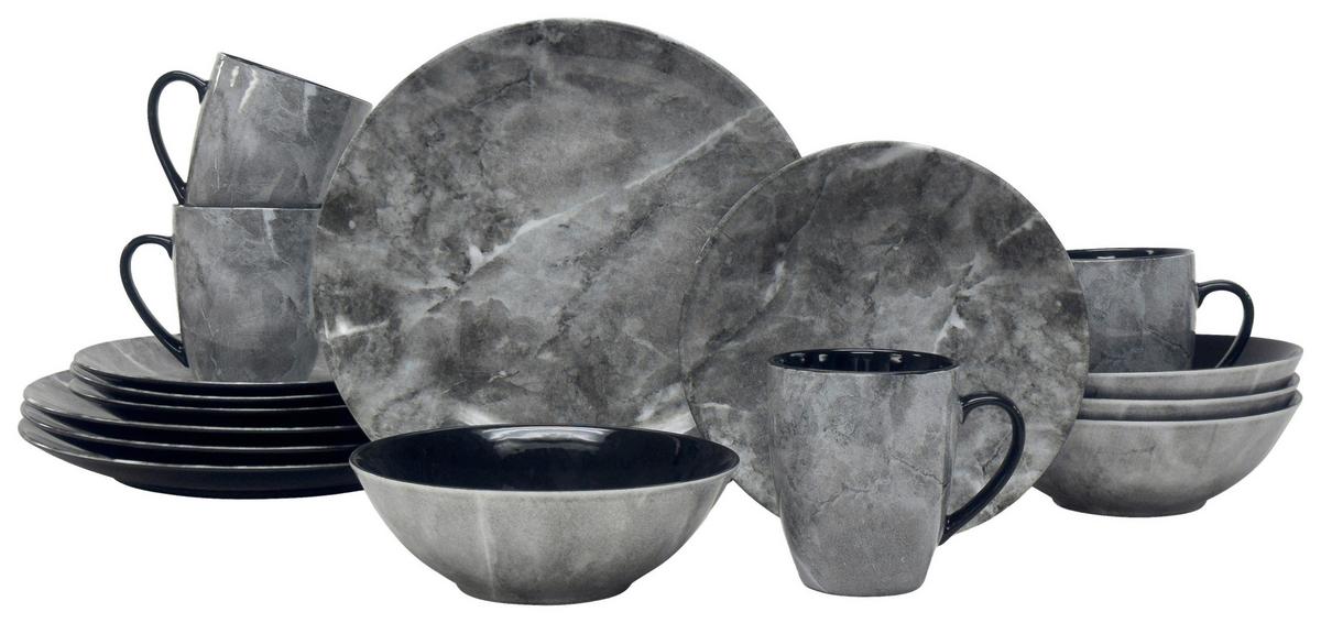 Kombiservice Ronald - Schwarz/Grau, Design, Keramik - James Wood