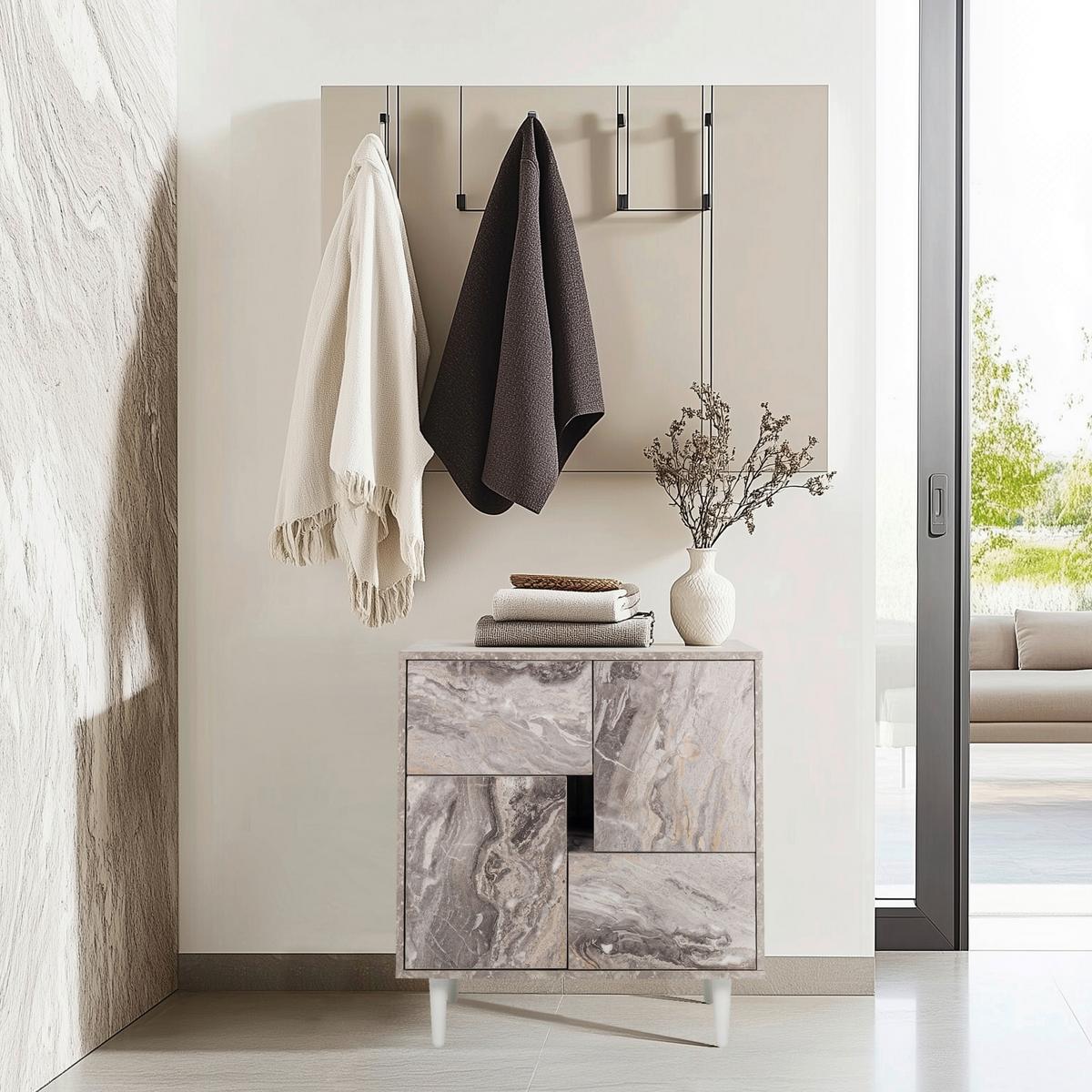 Kommode Lykkja Braun/Weiß B: 72 cm - Schwarz/Braun, MODERN, Holzwerkstoff (72/77/39,5cm) - MID.YOU