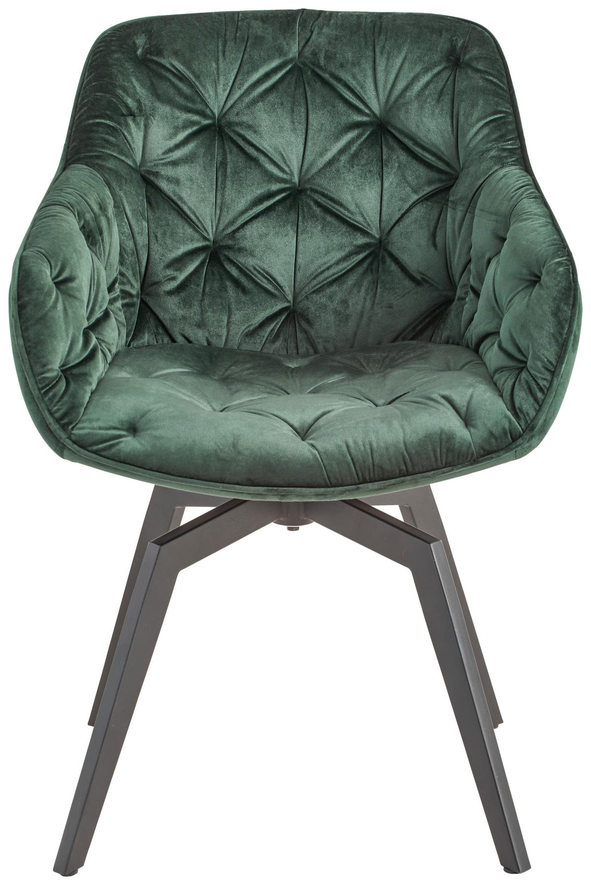 Armlehnstuhl-set Dunkelgrün Drehbare Sitzfläche - Dunkelgrün/Schwarz, MODERN, Holz/Textil (58/83/63cm) - Livetastic