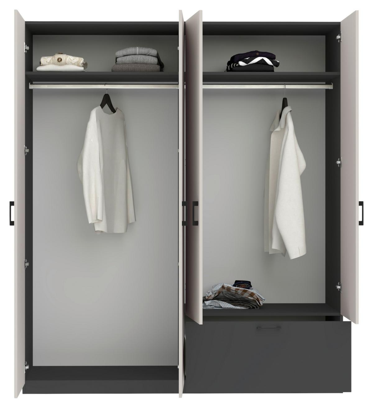 Drehtürenschrank Mit Schublade 180cm Mila Kaschmir/anthrazit - Kaschmir/Anthrazit, KONVENTIONELL, Holzwerkstoff (180/210/54cm)