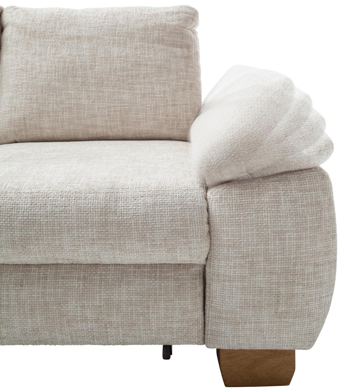 Eckschlafsofa Positano, Creme S: 206x265 Cm - Wildeiche/Creme, MODERN, Textil (206/265cm) - Livetastic