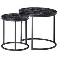 Sada konferenčních stolků černá/bílá - černá, Konvenční, kov/kompozitní dřevo (50/50/45cm) - MID.YOU