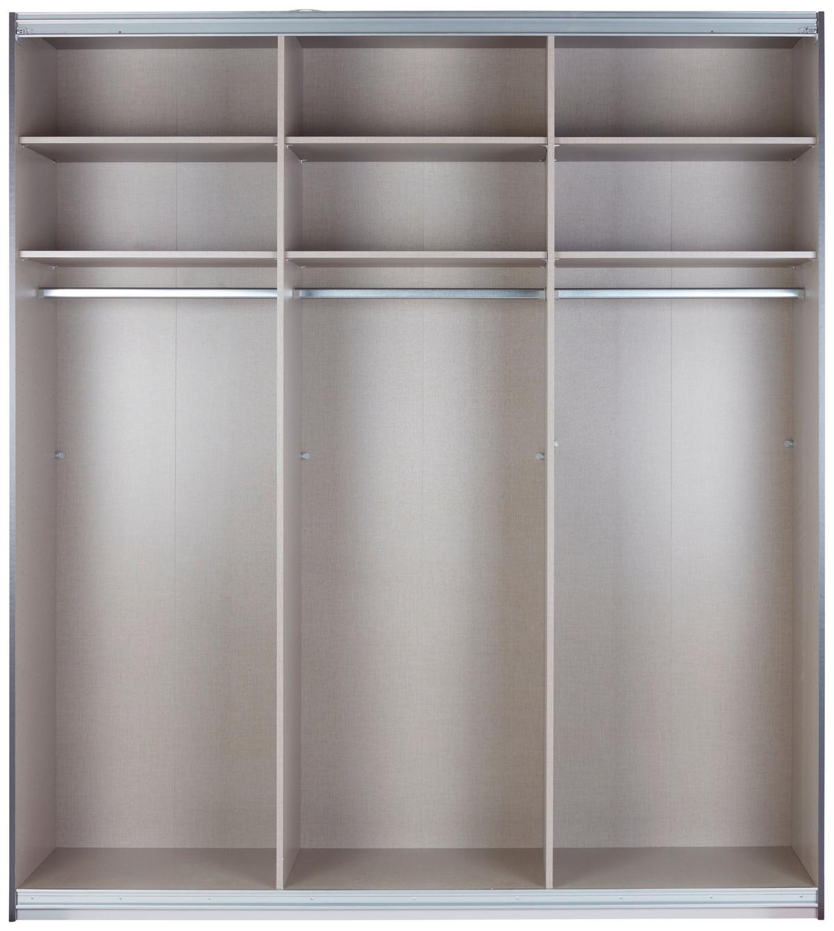 Skriňa s posuvnými dverami MIAMI, Š/V/H:cca 203/229/62cm - sivá/hliníková, Modern, kov/kompozitné drevo (203/229/62cm)