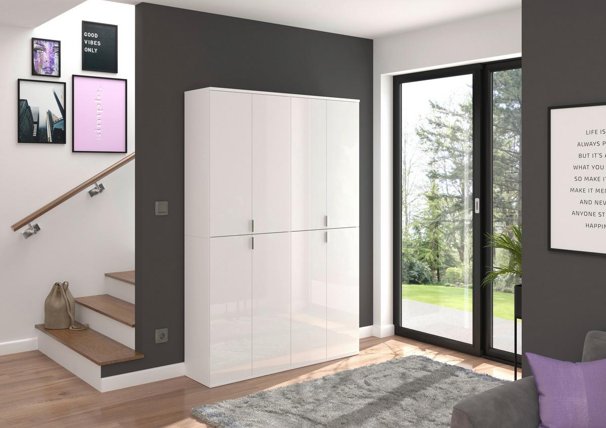 Drehtürenschrank Projekt X Weiß Hg B: 122 cm - Weiß Hochglanz/Weiß, MODERN, Holzwerkstoff (122/193/34cm) - MID.YOU