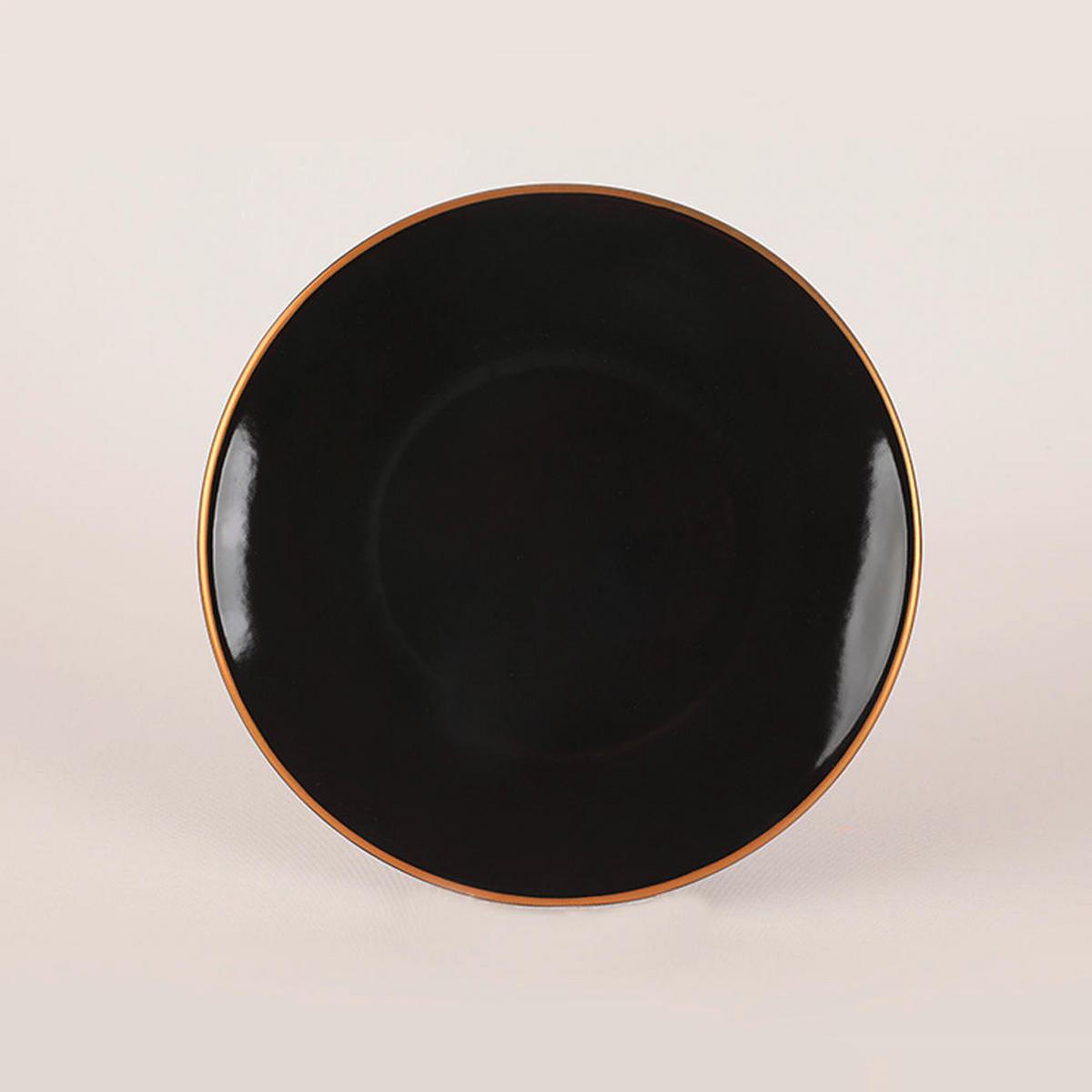 Kombiservice Porzellan, Für 6 Personen, Schwarz, Goldfarben - Goldfarben/Schwarz, Basics, Keramik (19/19/19cm) - P & B