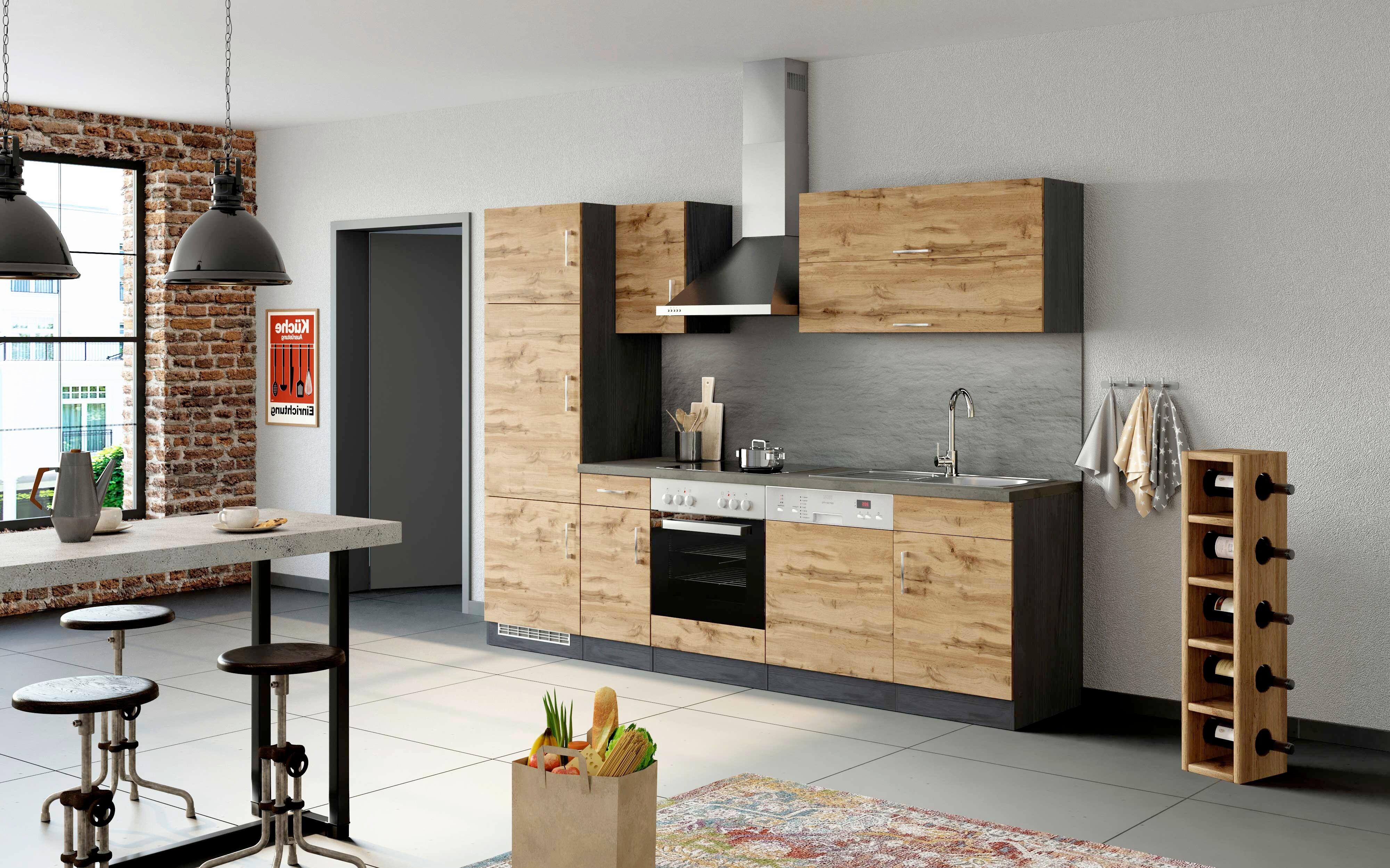 Küchenzeile Sorrento Mit Geräten B: 270 Cm Eichefarben - Schieferfarben/Eiche Wotan, MODERN, Holzwerkstoff (270cm) - Held