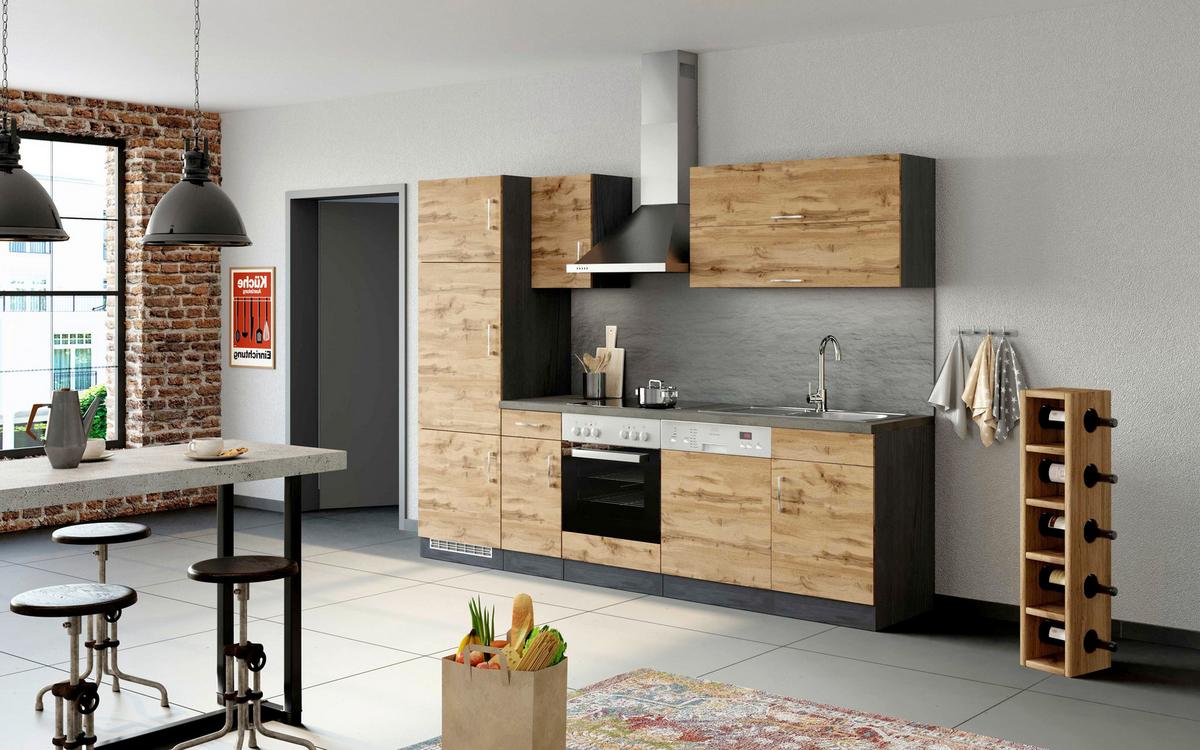 Küchenzeile Sorrento ohne Geräte B: 270 cm Eichefarben - Eichefarben/Anthrazit, MODERN, Holzwerkstoff (270/200/60cm) - Held