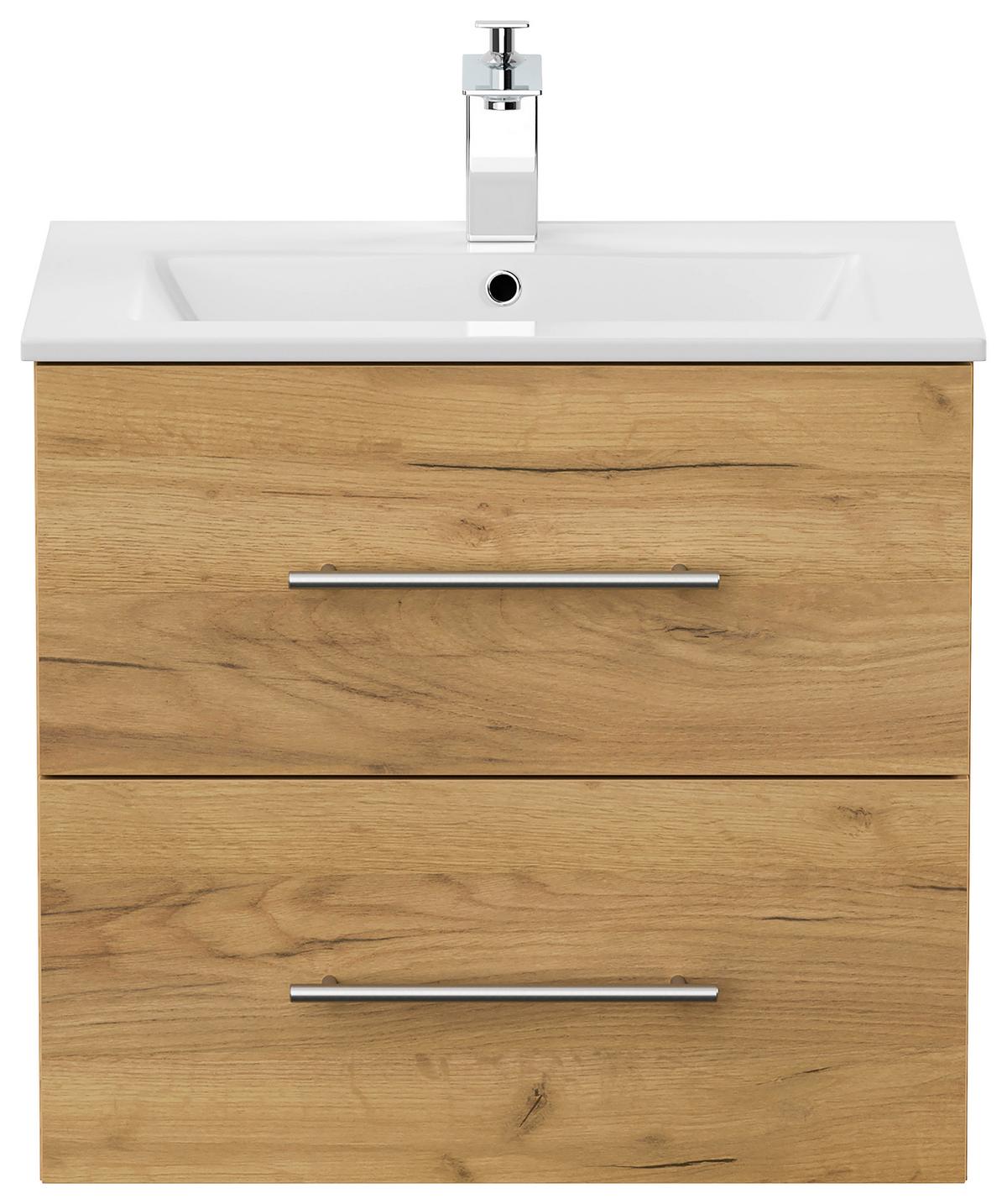 WASCHTISCHKOMBI Homeline, Eichefarben B:61,5cm - Eichefarben/Weiß, Basics, Keramik/Holzwerkstoff (61,5cm) - MID.YOU