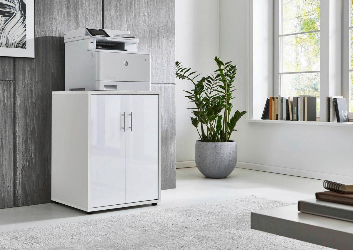 Aktenschrank Office Edition Weiß, Weiß Hochglanz B: 54cm - Weiß Hochglanz/Weiß, MODERN, Holzwerkstoff (54/74/50cm) - MID.YOU