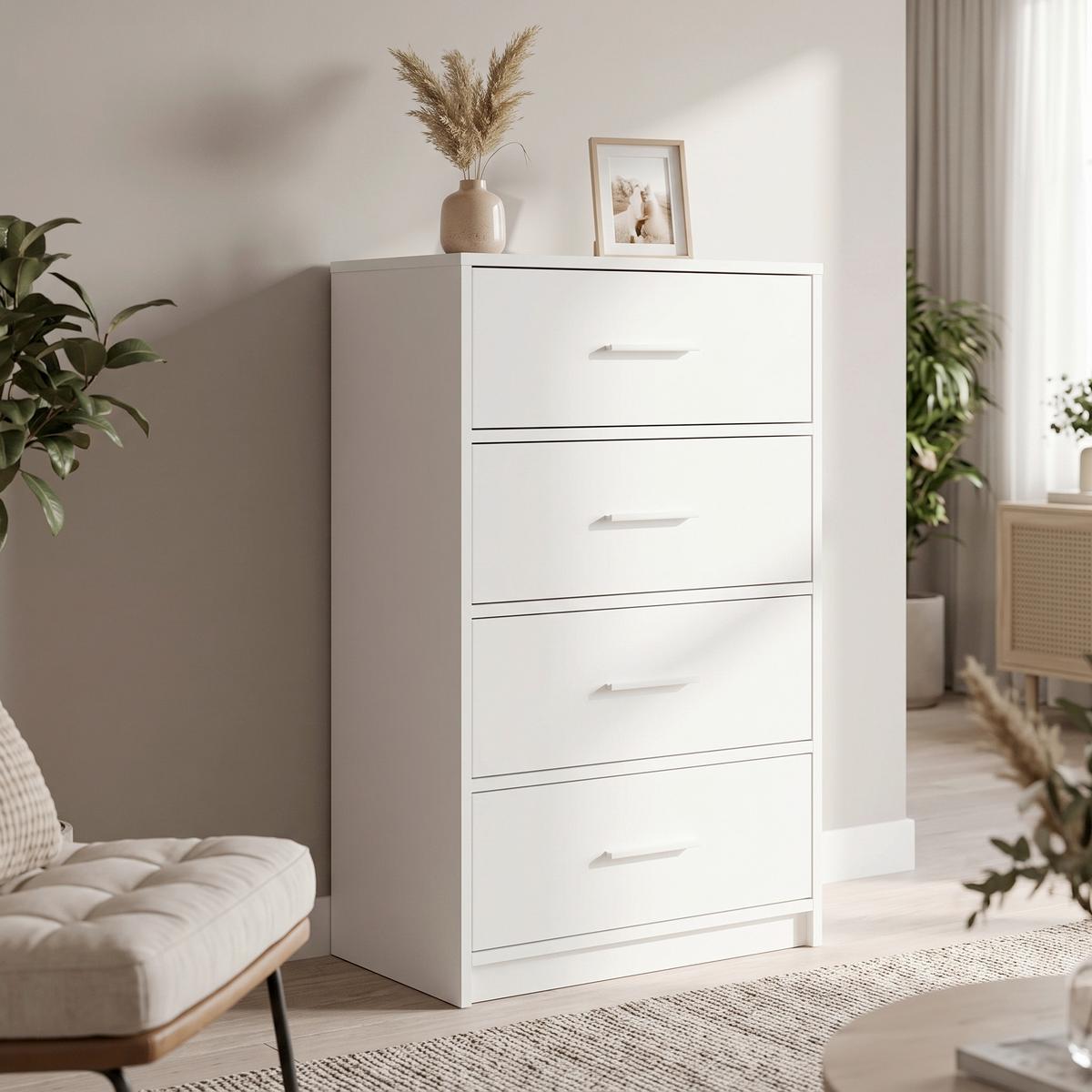 Kommode Estoria Weiß B: 58 cm - Weiß, KONVENTIONELL, Holzwerkstoff (58/91,5/30cm) - MID.YOU