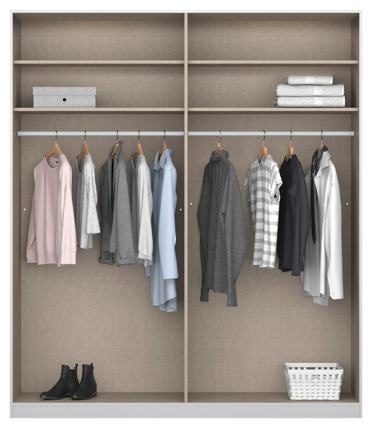 Schwebetürenschrank M. Spiegel 181cm Belluno, Weiß Dekor - Weiß, MODERN, Holzwerkstoff (181/230/62cm) - Rauch Möbel