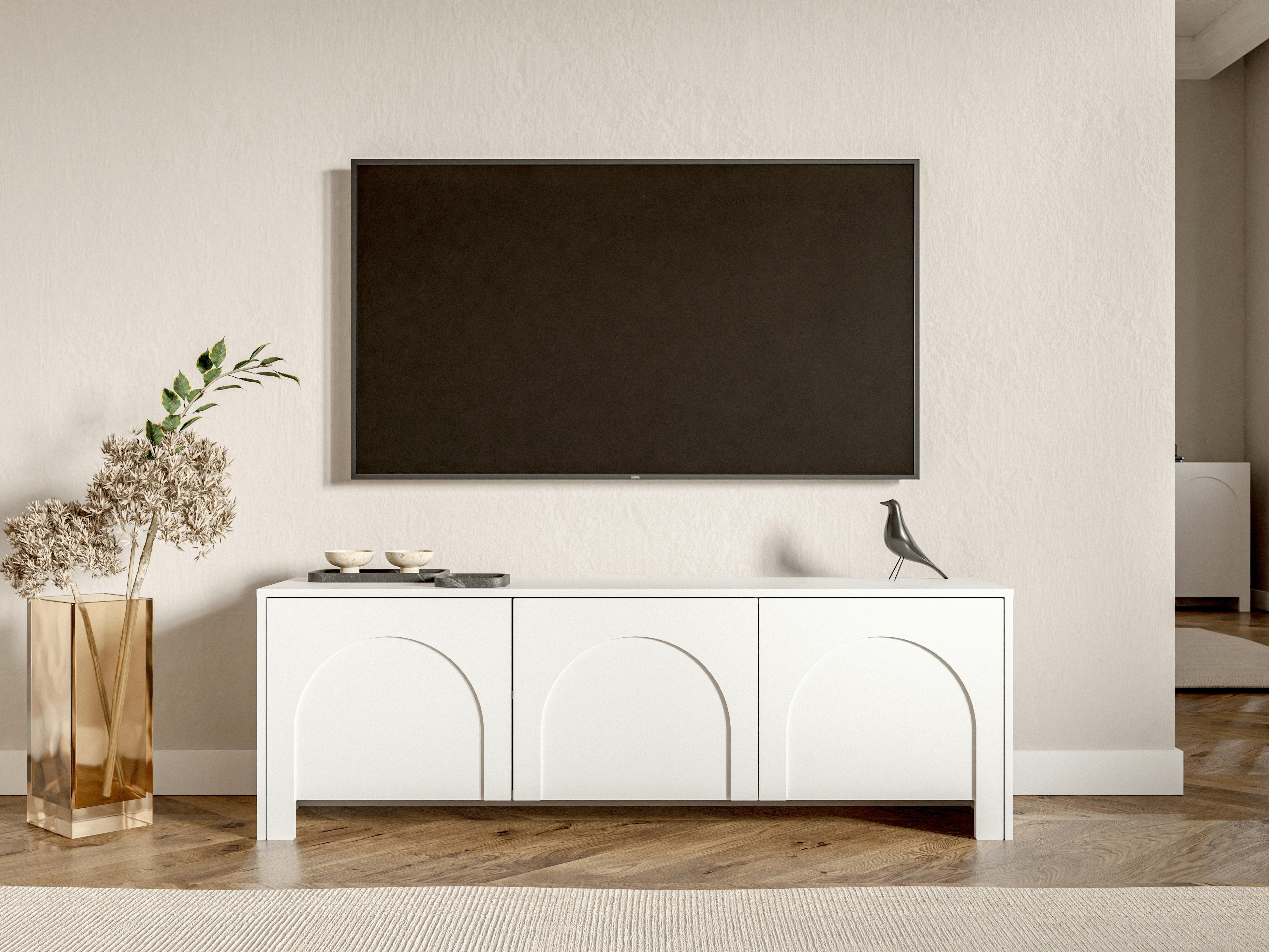 Bílá komoda, bezúchytkové otevíraní, š: 150cm - bílá, Design, kompozitní dřevo (150/49/35cm)