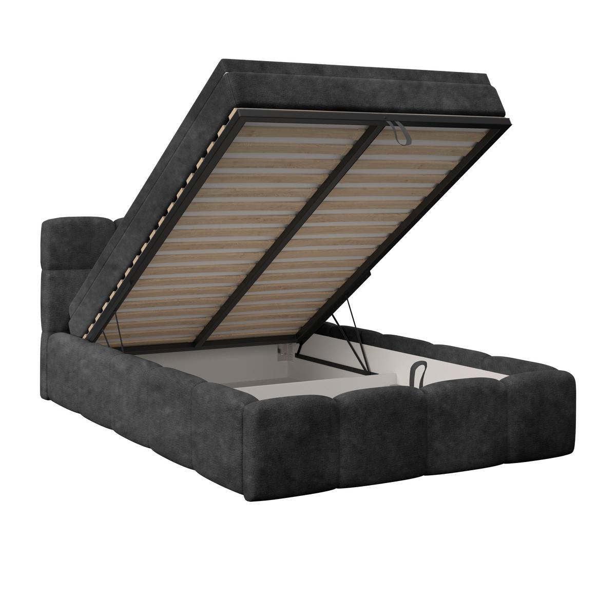 Polsterbett Noe Schwarz 140x200 cm - Schwarz, Trend, Textil/Metall (140/200cm)