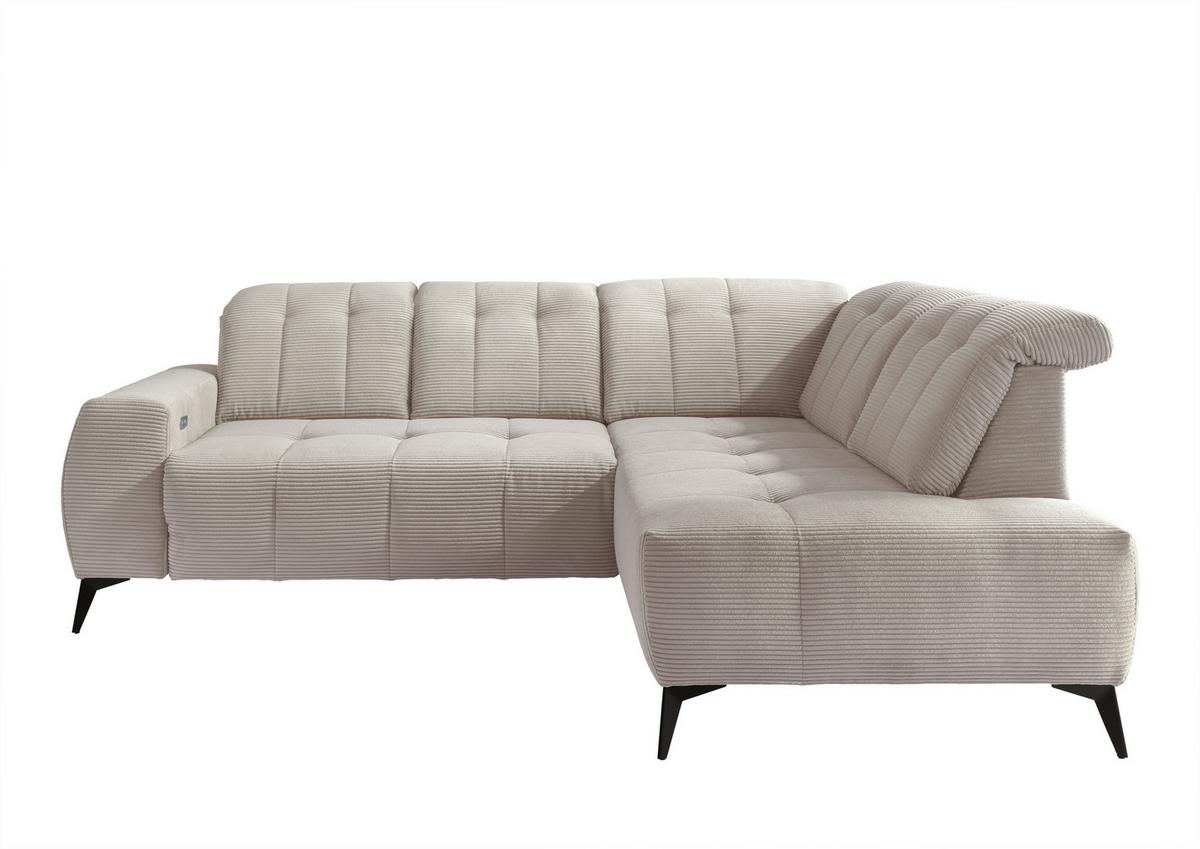 Ecksofa Mit Usb Anschluss Sano, Beige, S: 261x200 Cm - Beige/Schwarz, MODERN, Textil (261/200cm) - Livetastic
