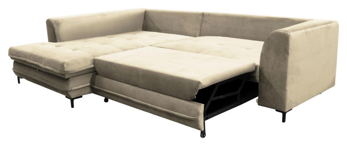 Ecksofa mit Schlaffunktion Bello Beige 187x277 cm - Beige/Schwarz, Design, Textil (187/277cm) - Livetastic
