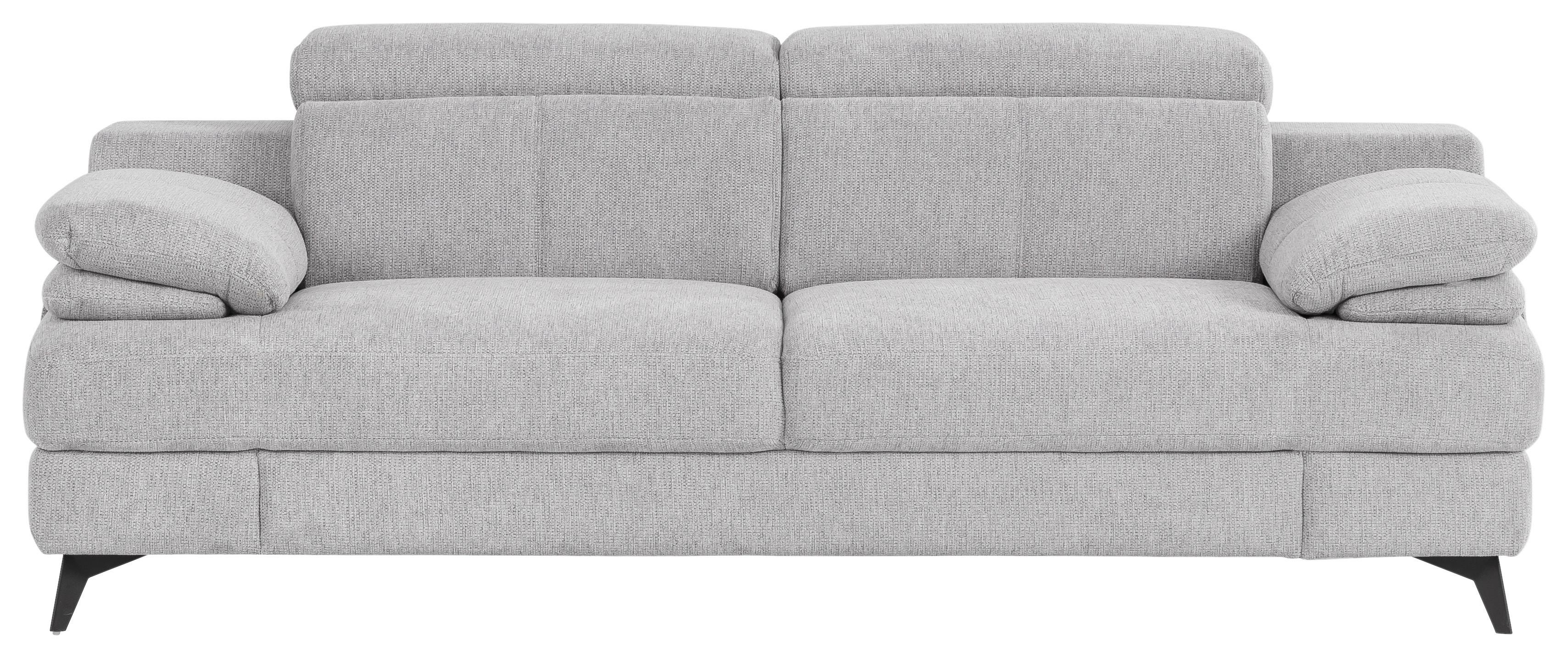 3-Sitzer-Sofa Titus Silberfarben Chenille - Silberfarben/Schwarz, Design, Textil (225/80-98/104cm) - Livetastic