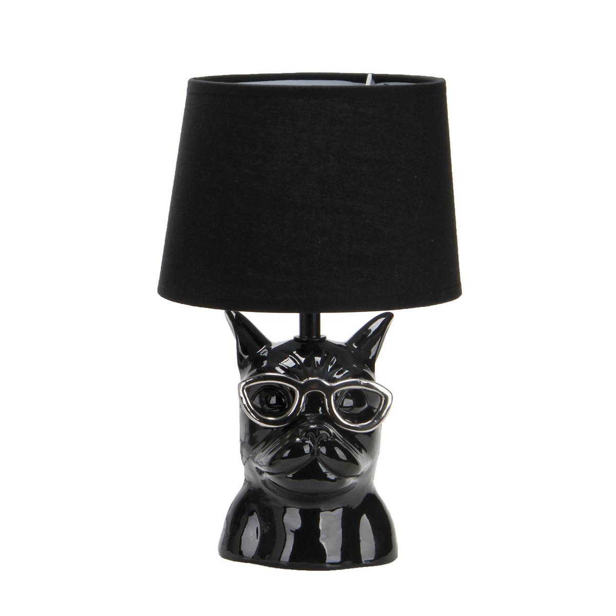 Tischleuchte Schwarz D: 18 cm 6w - Schwarz, Trend, Keramik/Textil (18/29cm)