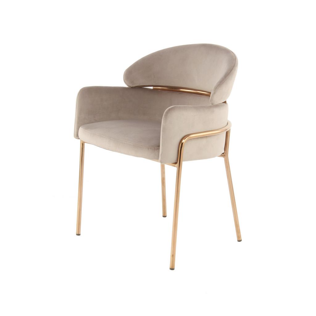 Armlehnstuhl Corey Taupe/roségold Gepolstert