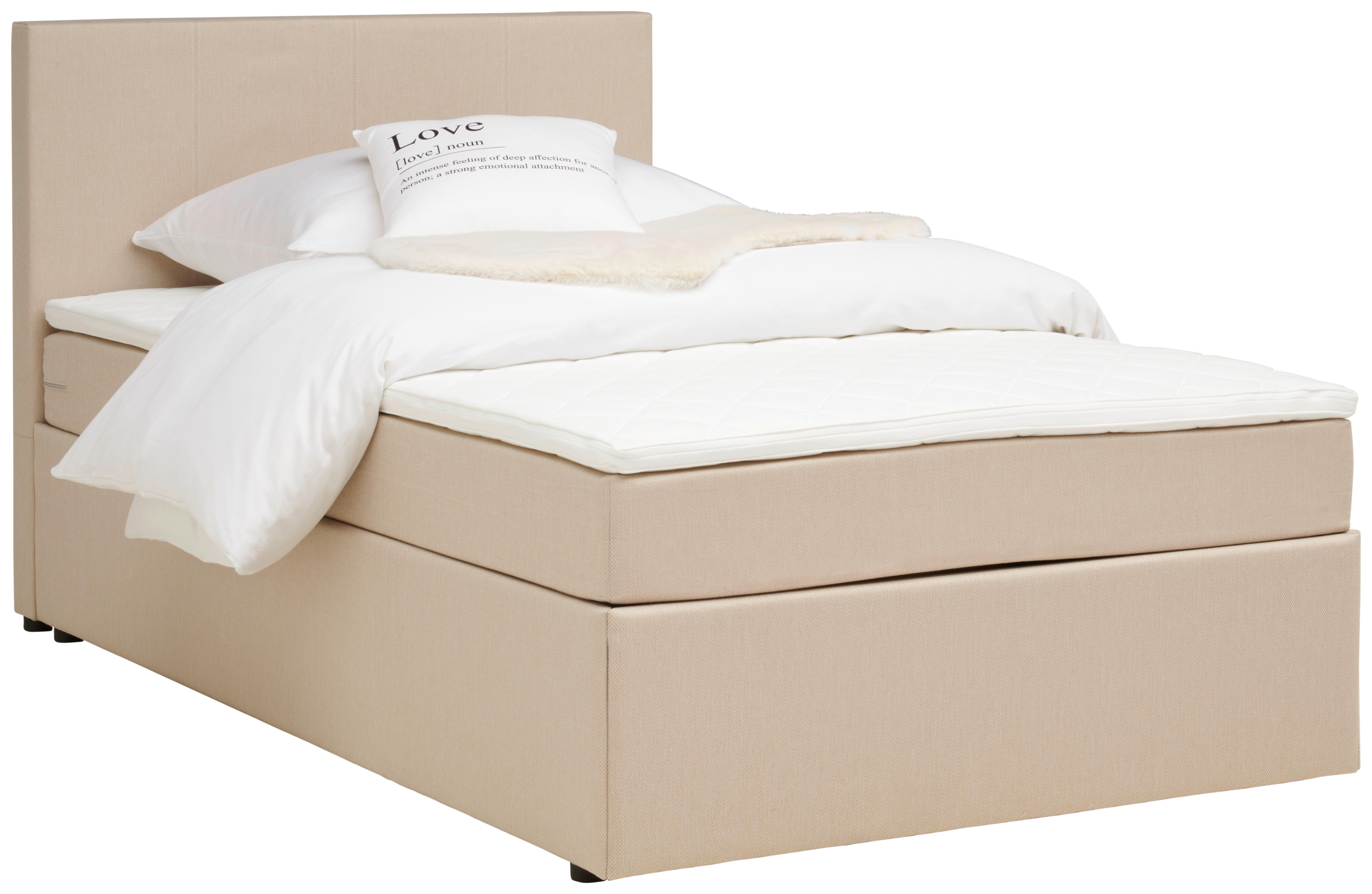 Boxbett mit Topper 140x200 Carolina - Sandfarben/Schwarz, KONVENTIONELL, Holz/Textil (140/200cm) - P & B