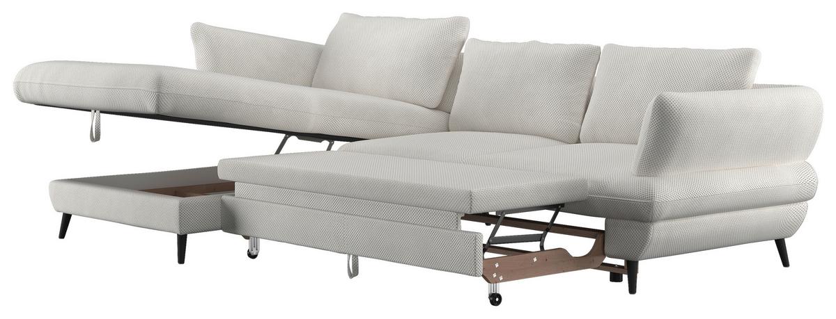 Ecksofa Balou, Creme S: 181x281 cm - Creme/Schwarz, Design, Textil (181/281cm) - Livetastic