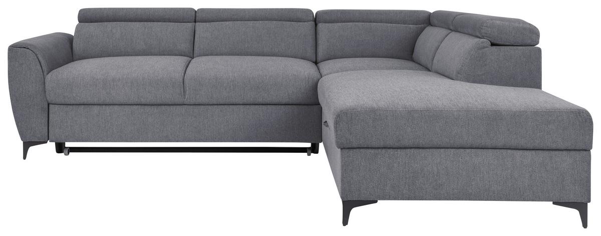 Ecksofa Lapis Dunkelgrau S: 255/217 Cm - Dunkelgrau/Schwarz, KONVENTIONELL, Textil (255/217cm) - MID.YOU