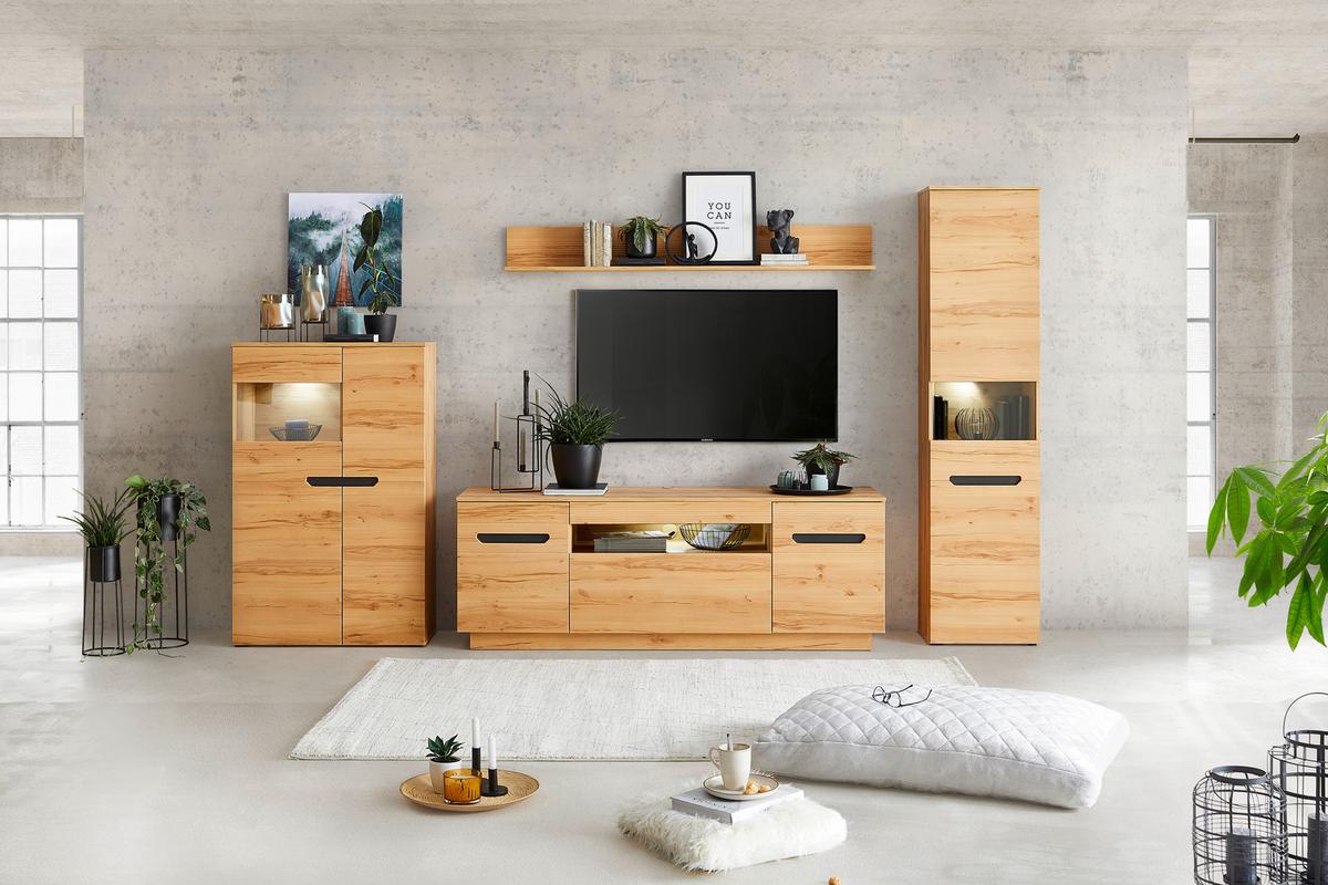 Vitrine Alana - MODERN, Glas/Holzwerkstoff (46,9/195,4/33cm)