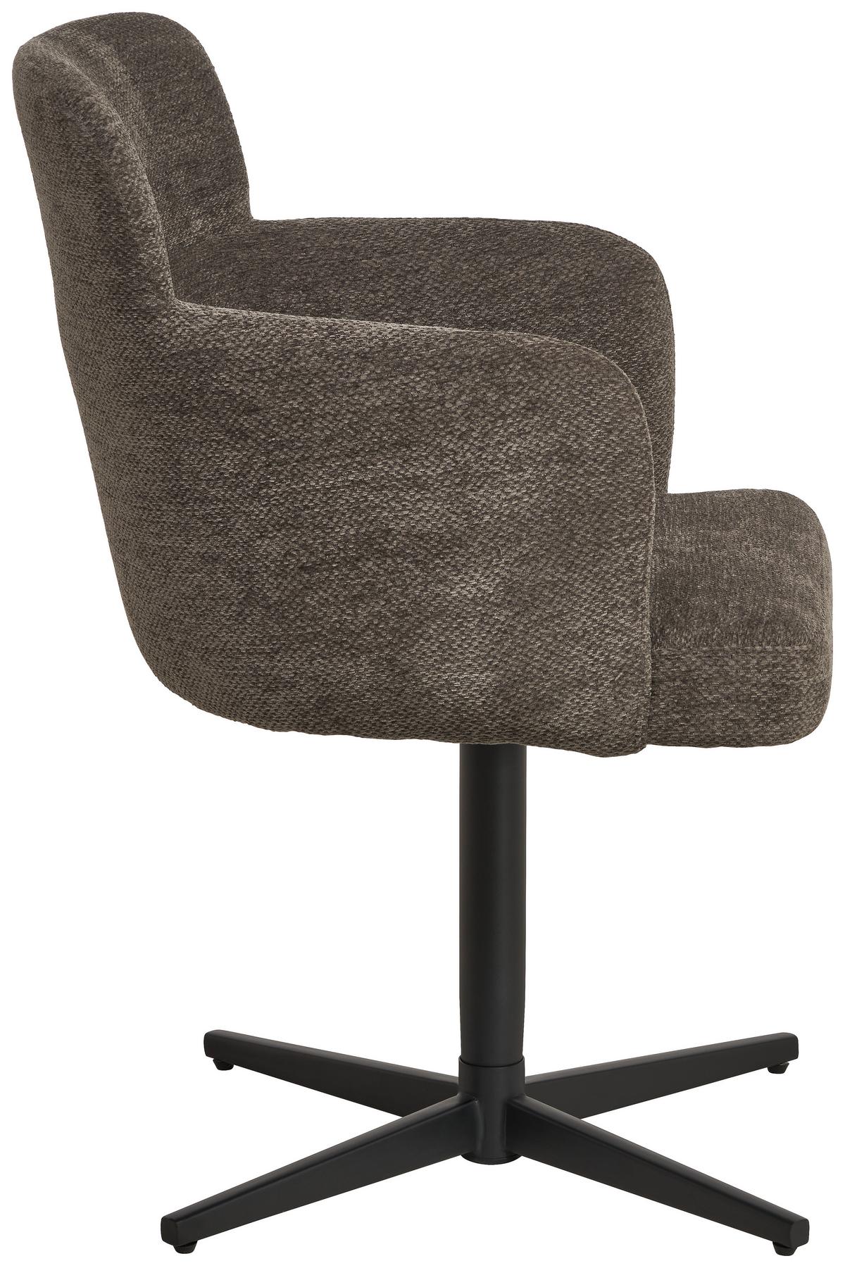 Armlehnstuhl Matteo Webstoff Anthrazit, B: 58,5 cm - Anthrazit/Schwarz, KONVENTIONELL, Holz/Textil (58,5/85/63cm) - Livetastic