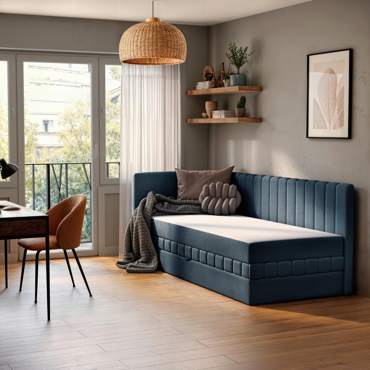 Schlafsofa Roma, Blau B: 212 Cm - Blau/Schwarz, Design, Textil (99/83/212cm) - MID.YOU