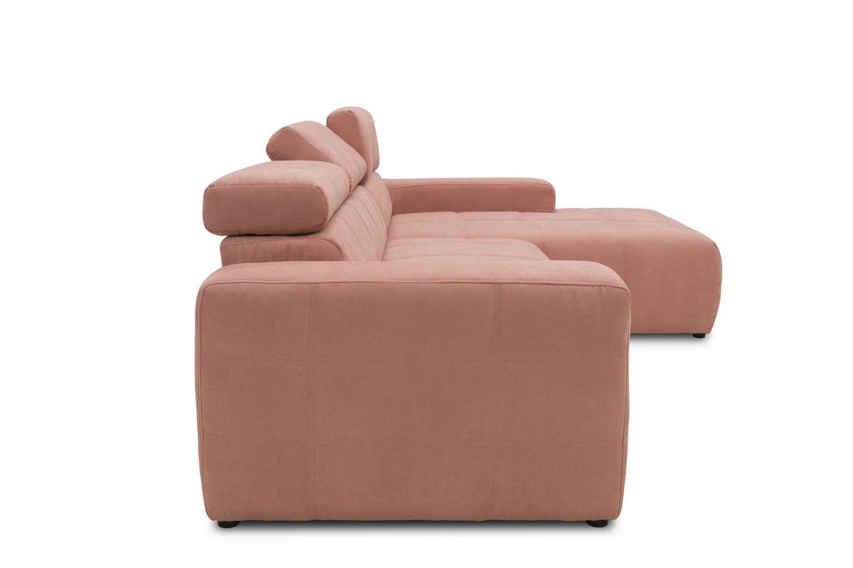 Ecksofa + Kopfteilverstellung Brandon Pink Mikrofaser - Schwarz/Rosa, Design, Textil (285/175cm) - MID.YOU