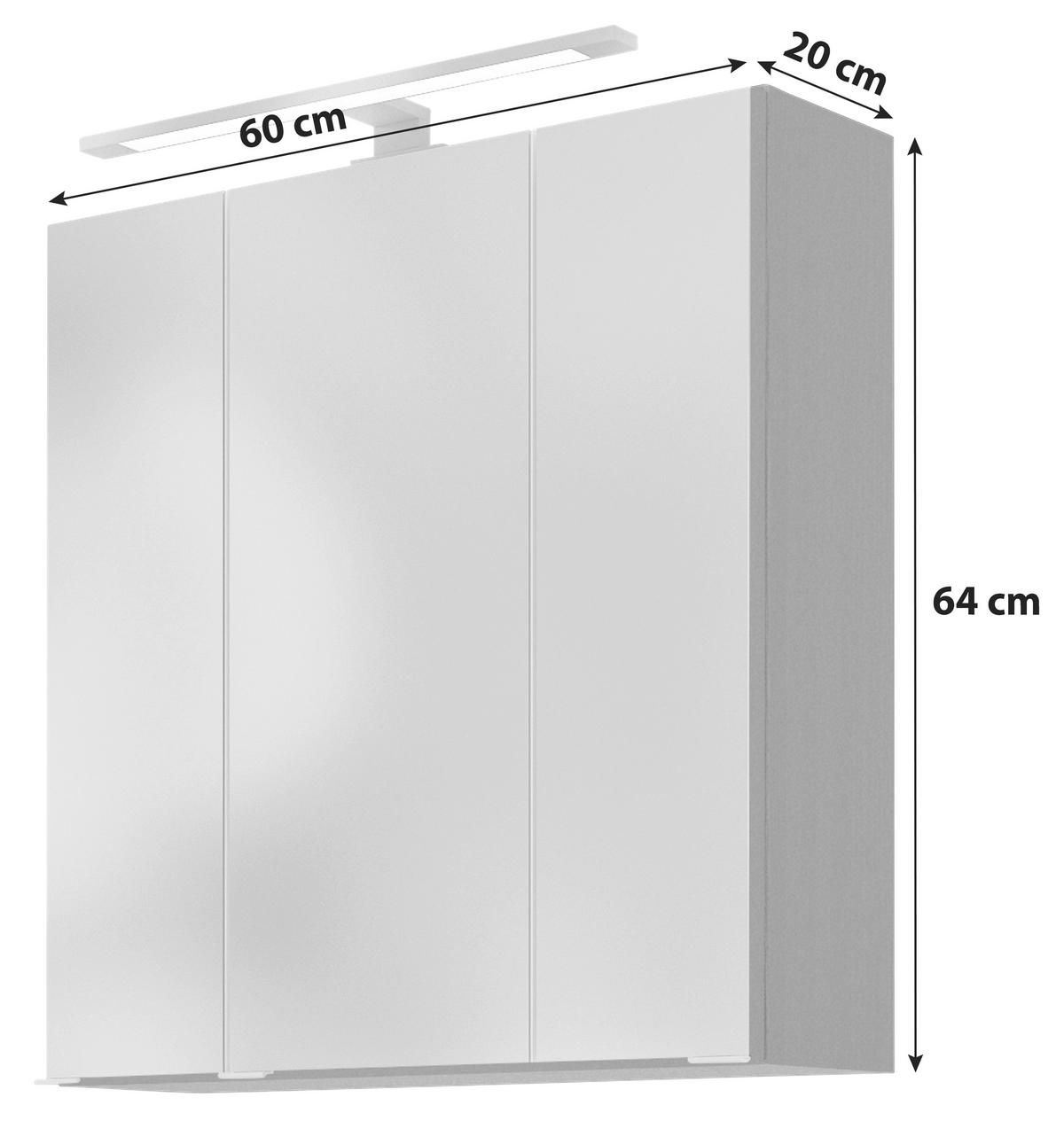 Spiegelschrank Arezzo Mit Led 3-Türig Bxhxt: 60x64x20 Cm - Graphitfarben, Basics, Glas/Holzwerkstoff (60/64/20cm) - Held