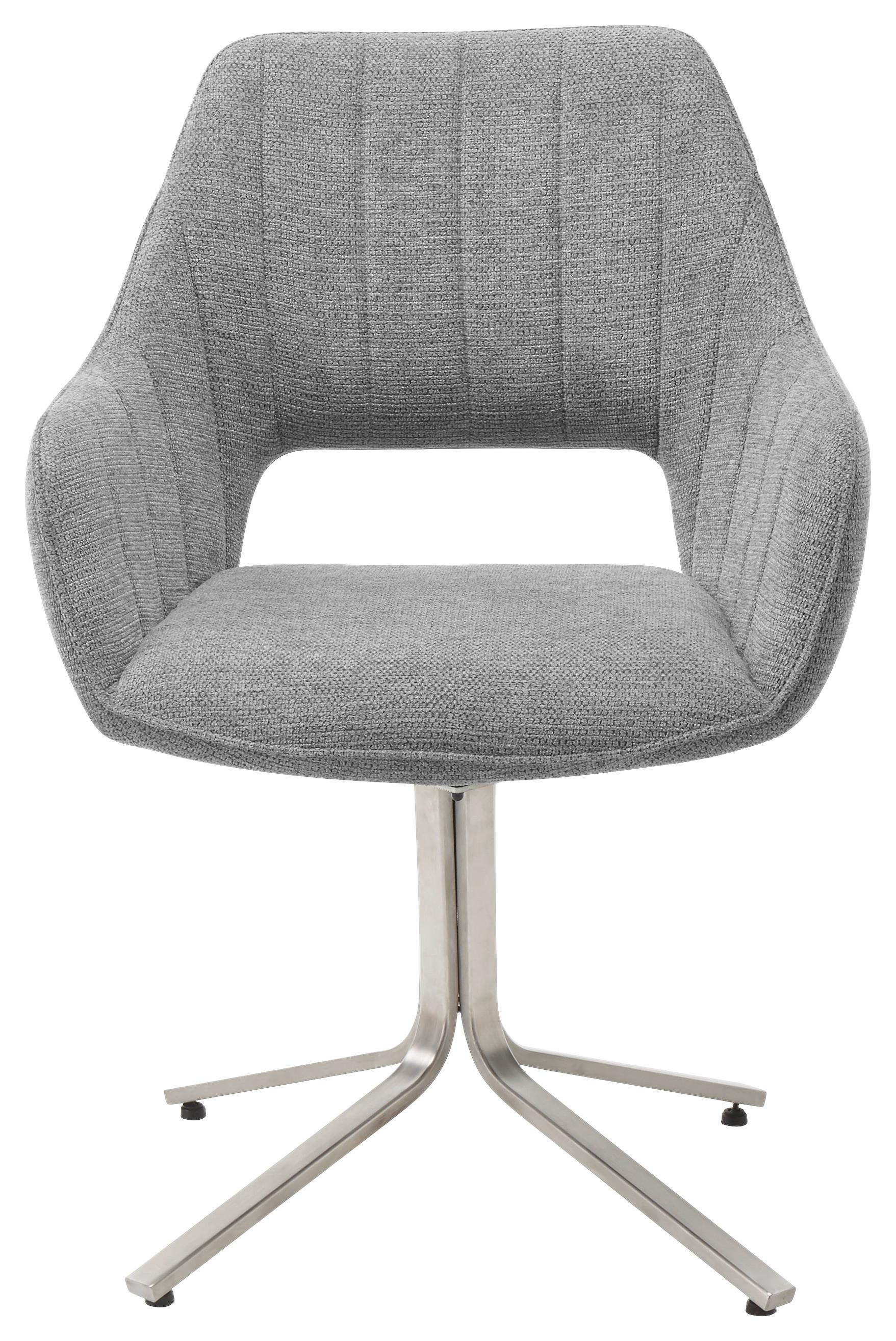 Židle s područkami Bacares, šedá - šedá/barvy nerez oceli, Lifestyle, kov/textil (62/88/63cm) - Premium Living