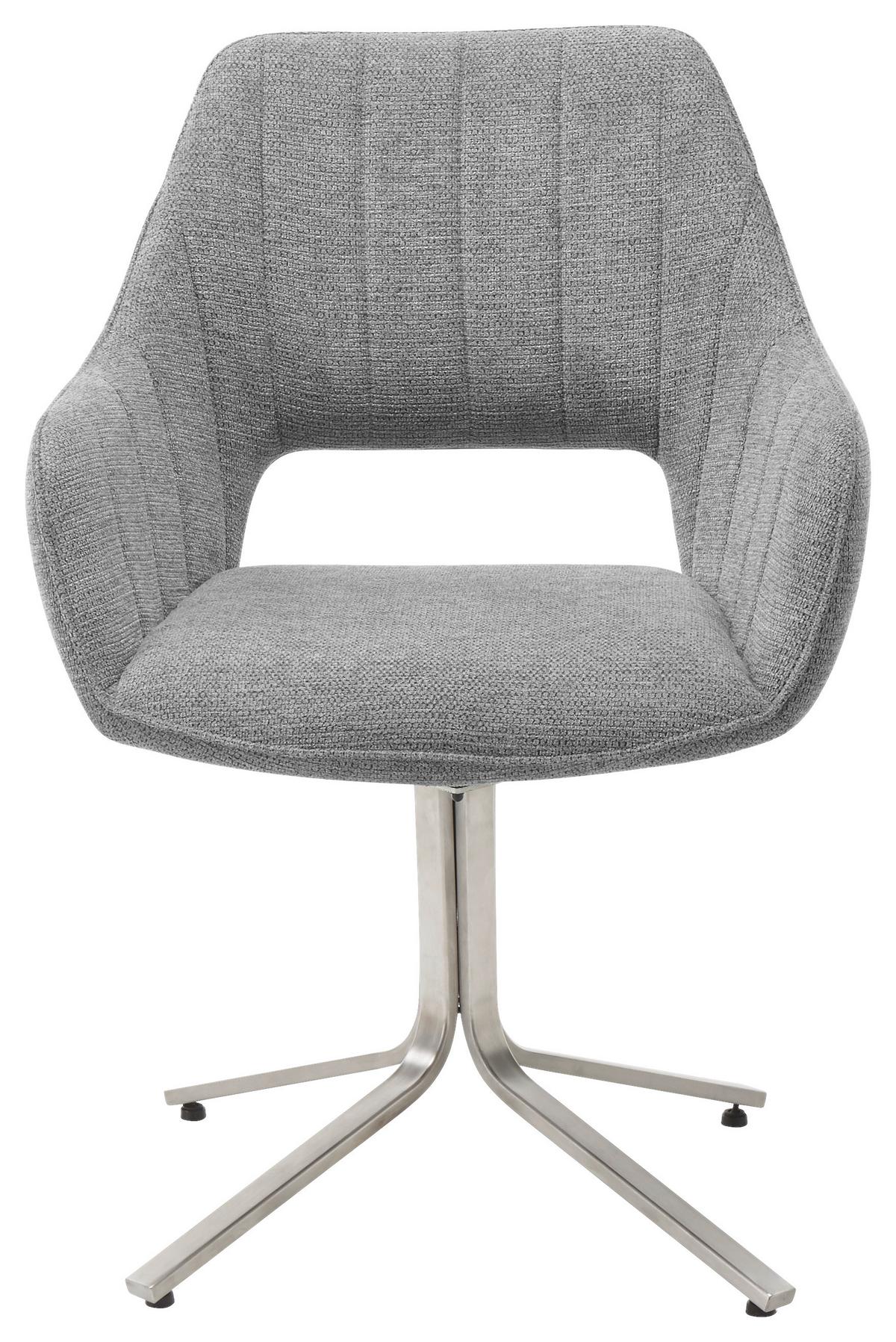 Židle s područkami Bacares, šedá - šedá/barvy nerez oceli, Lifestyle, kov/textil (62/88/63cm) - Premium Living