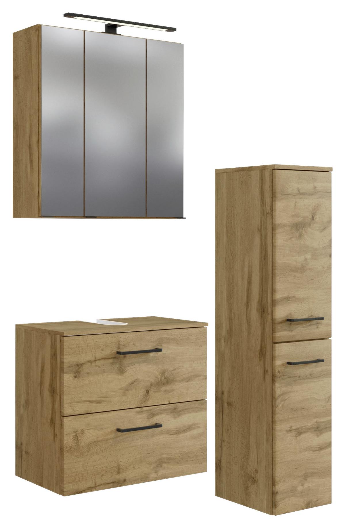 Badmöbel-set Manchester B: 90 Cm Eiche Wotan Dekor - Eichefarben, MODERN, Holzwerkstoff (90cm) - Held