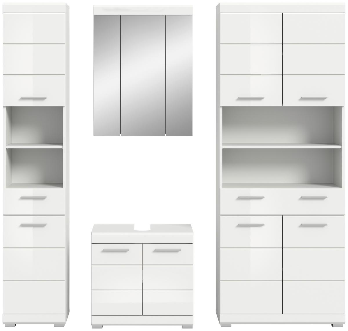 Badezimmer Scout Weiß B: 171 Cm - Weiß Hochglanz/Silberfarben, MODERN, Glas/Holzwerkstoff (171cm) - MID.YOU