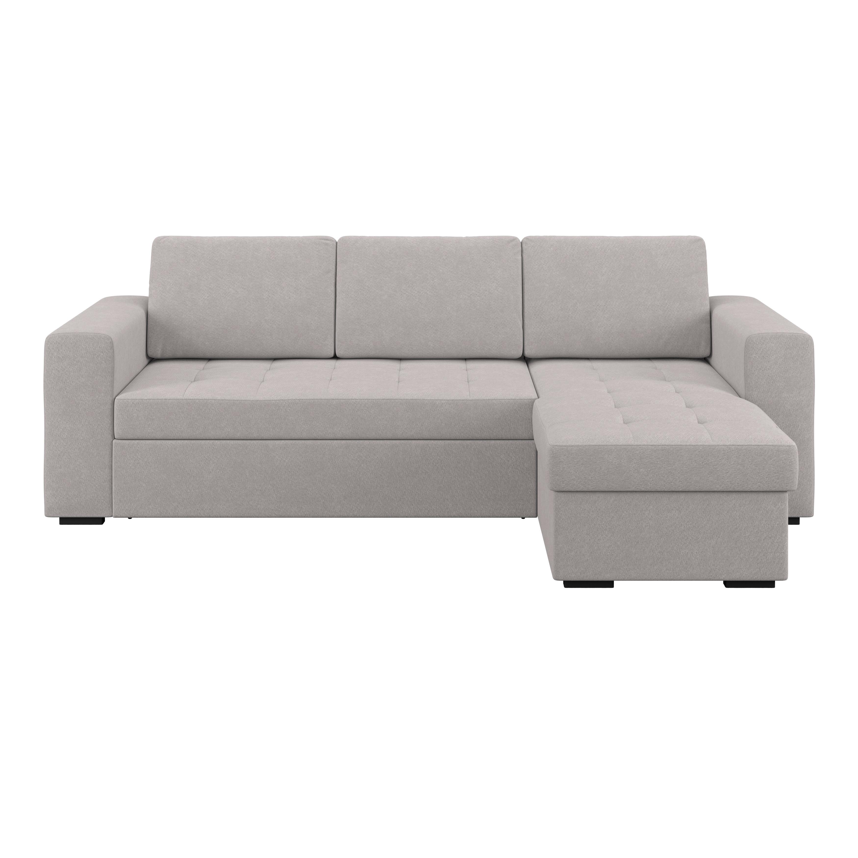 Ecksofa mit Schlaffunktion & Bettkasten Jan Greige - Greige, Trend, Textil (247/155cm)