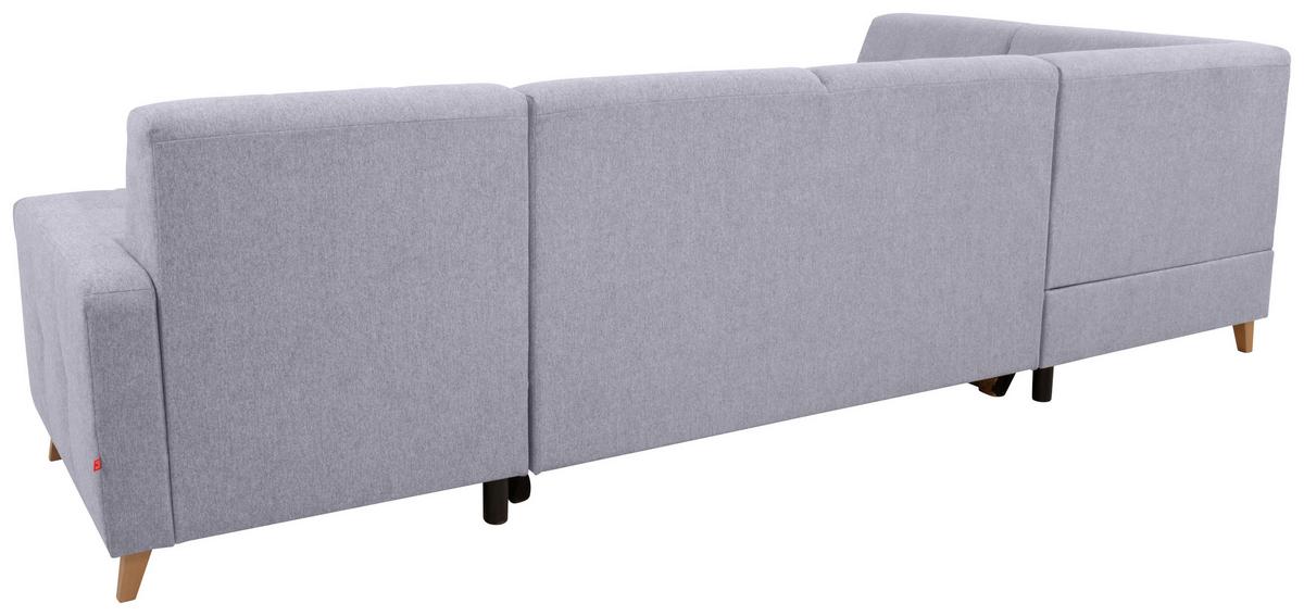 Sedací souprava LARS U, levá, šedá - šedá/jádrový buk, Moderní, dřevo/textil (187/299/161cm)